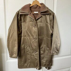Vintage Linda Lundstrom Bronze Satin Fleece Lined Long Line Jacket